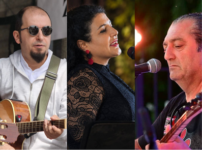 Die Band Yeditepe: Bahar Erikli – Gesang, Erhan Ayhan – Bağlama-Saz, Kamil Erarslan – Gitarre